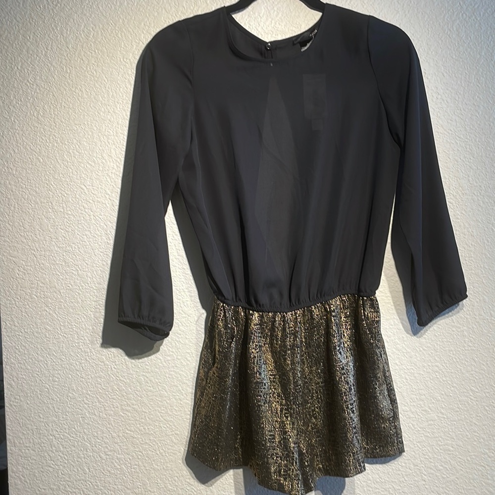 Aqua - black and gold romper